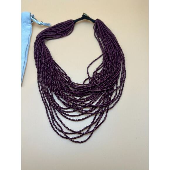 Multi Strand Beaded Necklace - Maroon - Picture 1 of 3